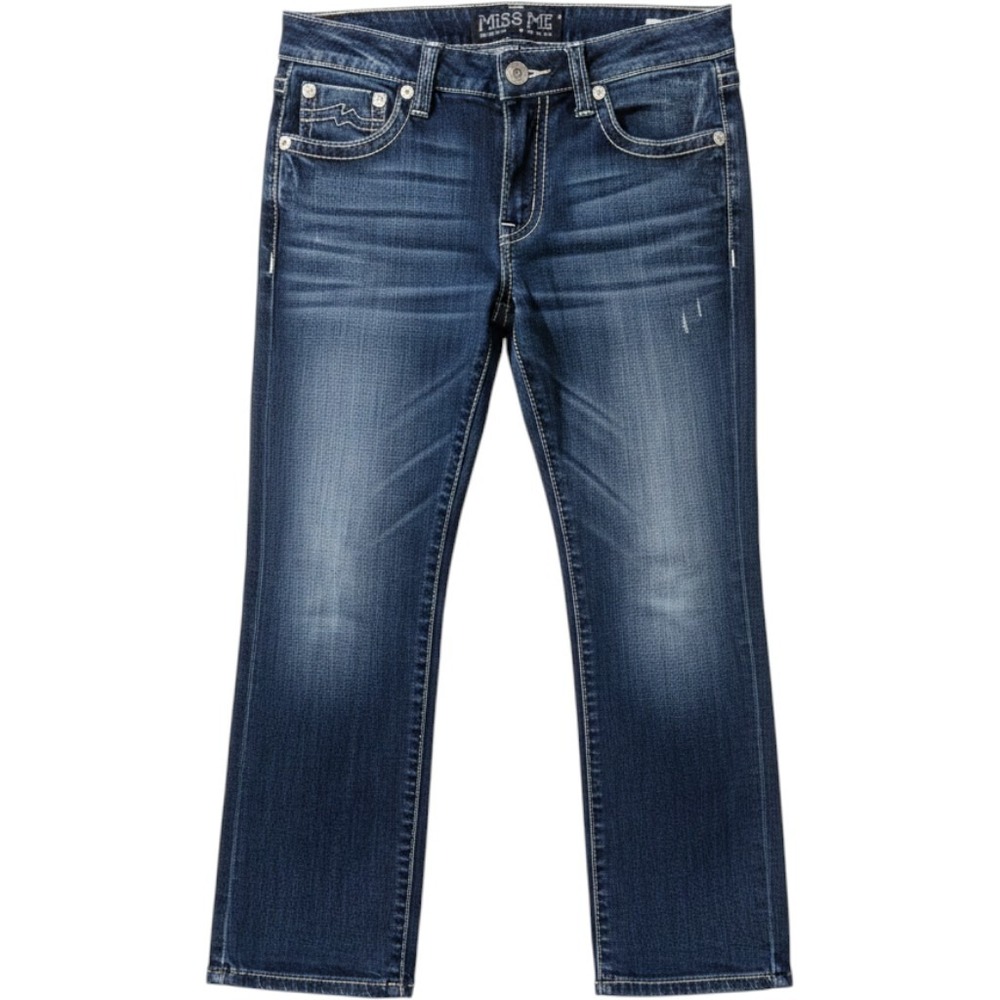 Miss Me Boyfriend Capri Jeans Womens 29 Dark Wash Distressed JB1003P23 Blue
